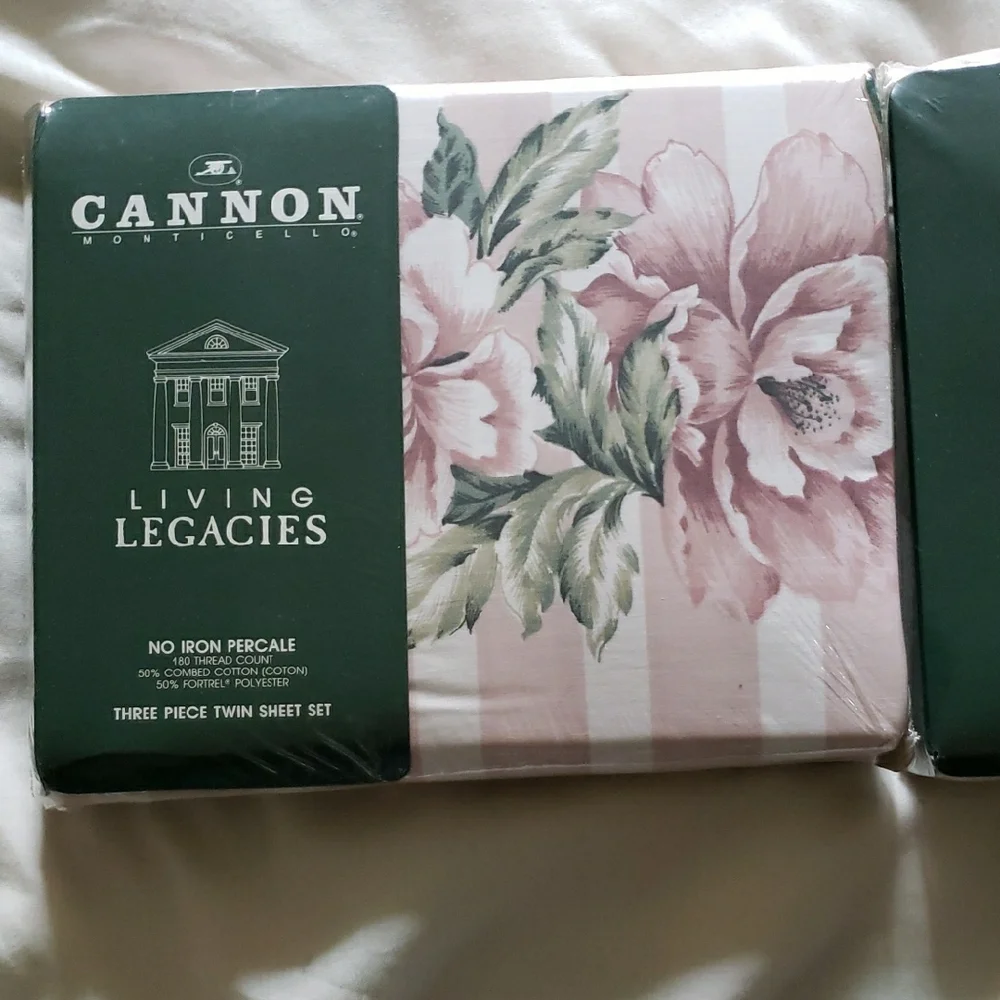 NWT 2 Canon Monticello Floral Twin Bedding Sets New Flat, Fitted & Pillowcase